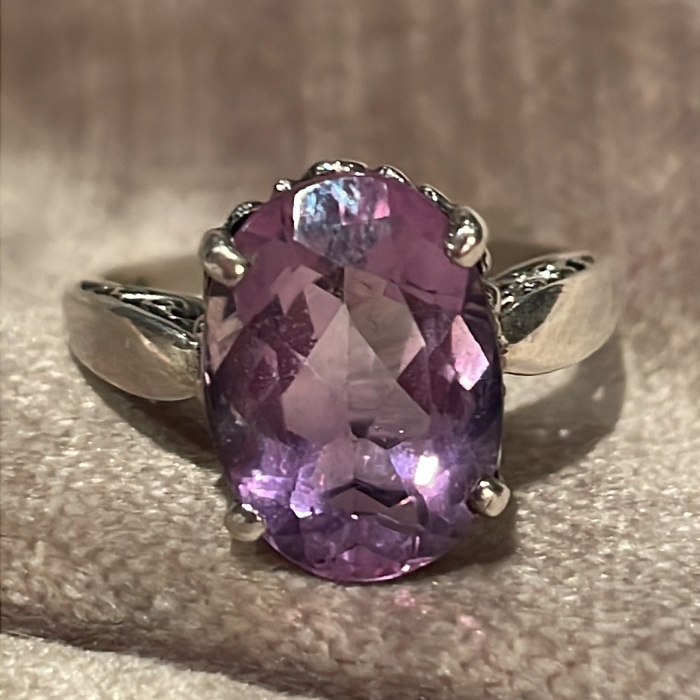 Kabana Rose D France Amethyst Sterling Silver 925 Ring Size 9
